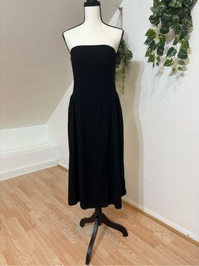 WAYF Strapless Black Midi Dress Corset and Stretchy Back Size Large